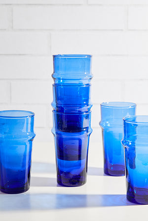Set Of Moroccan Beldi Glass Blue