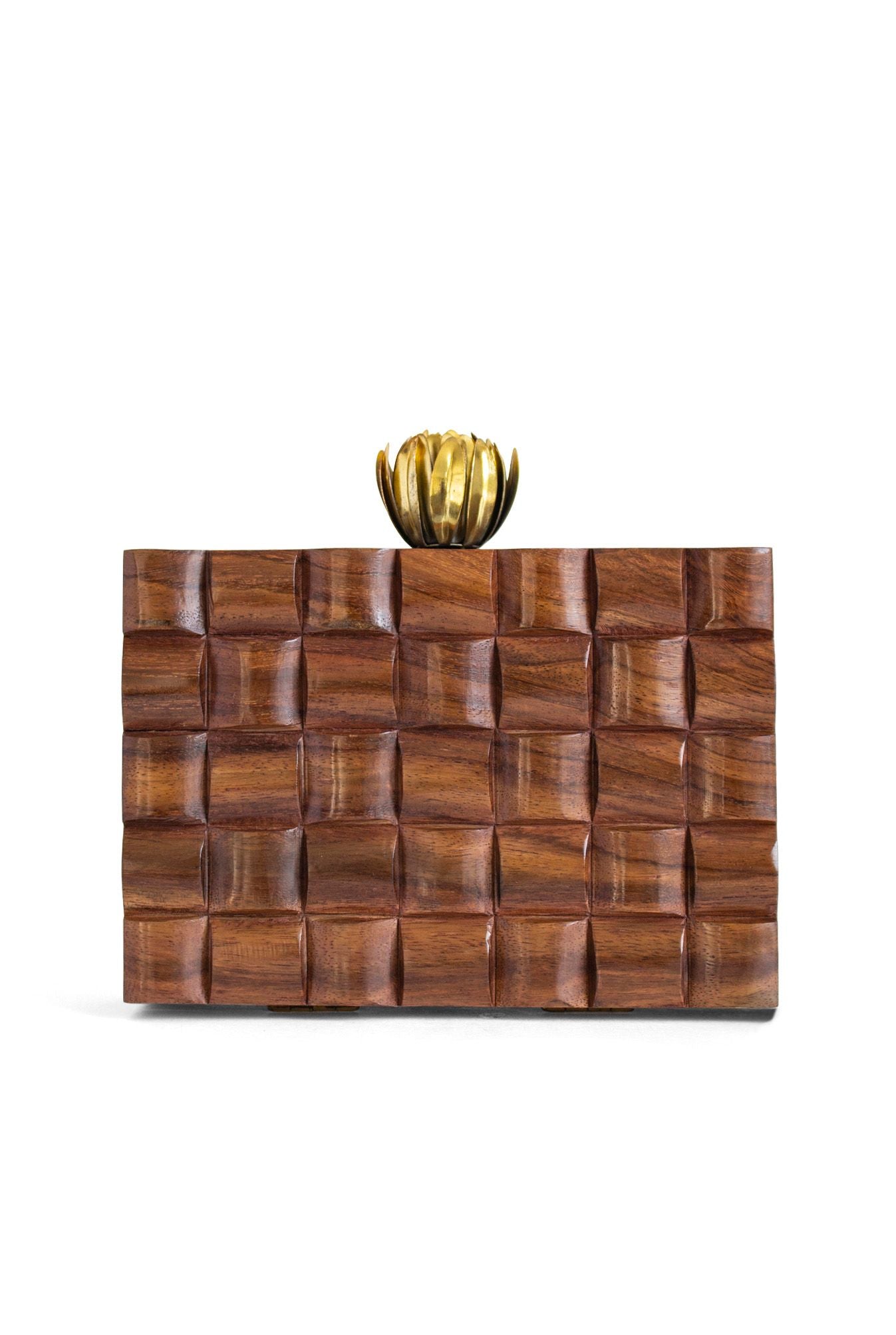 Carved Checkered Clutch Bag