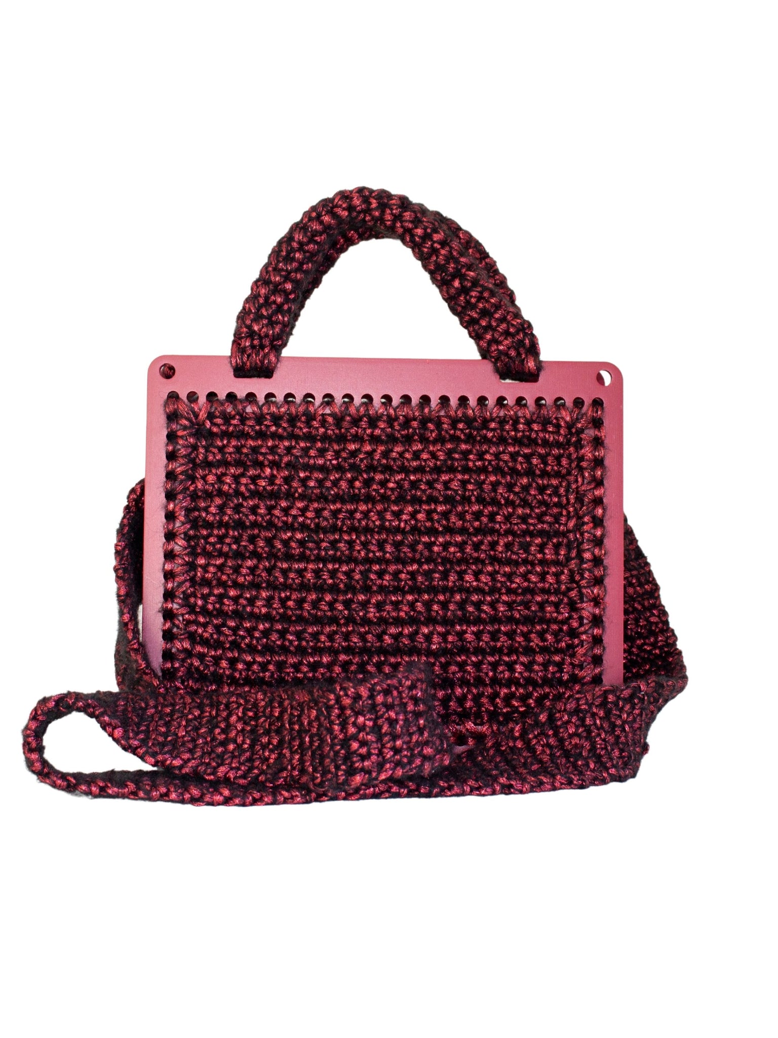 Wooden Crochet Box Bag Red