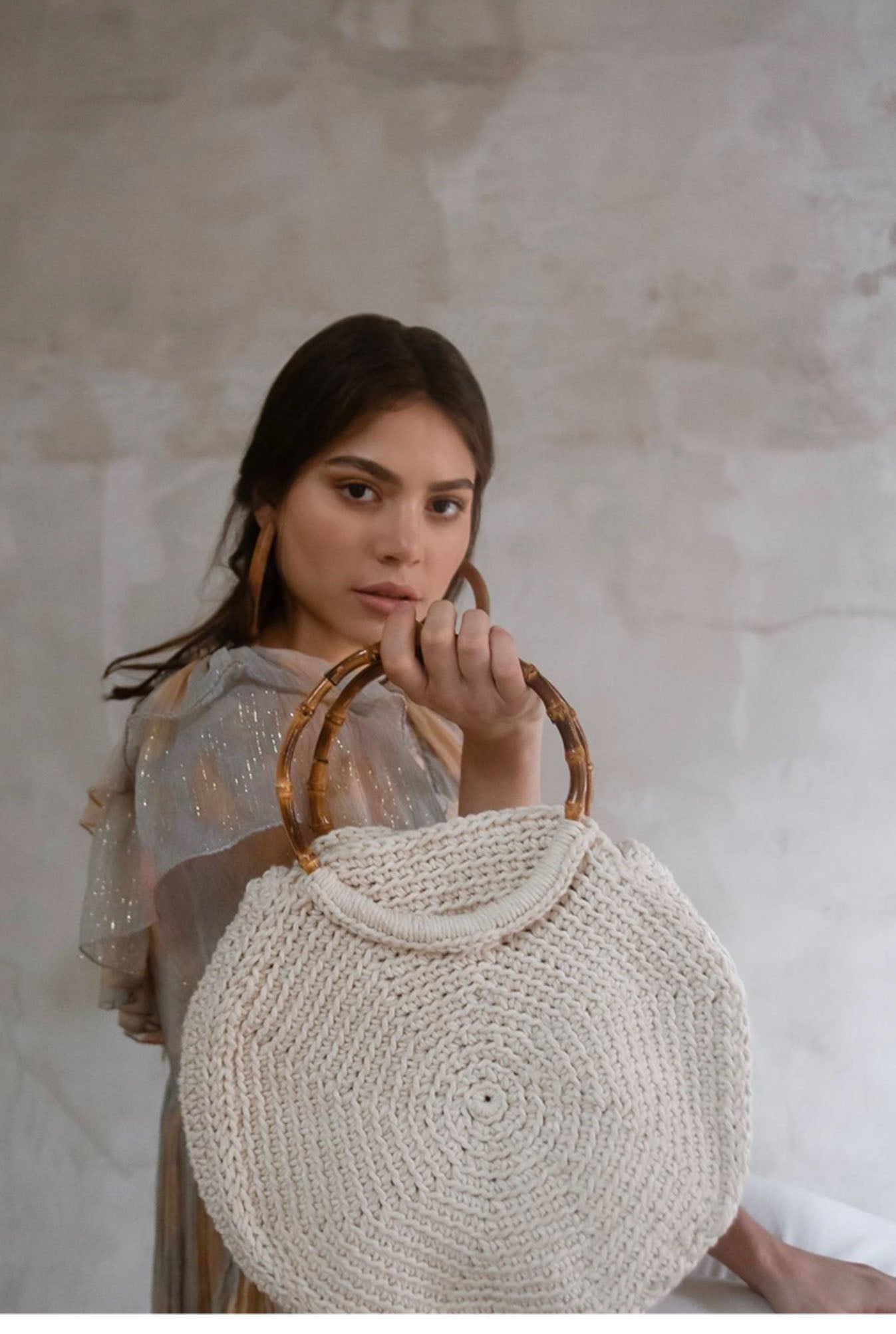Cala Bamboo Handle Crochet Bag
