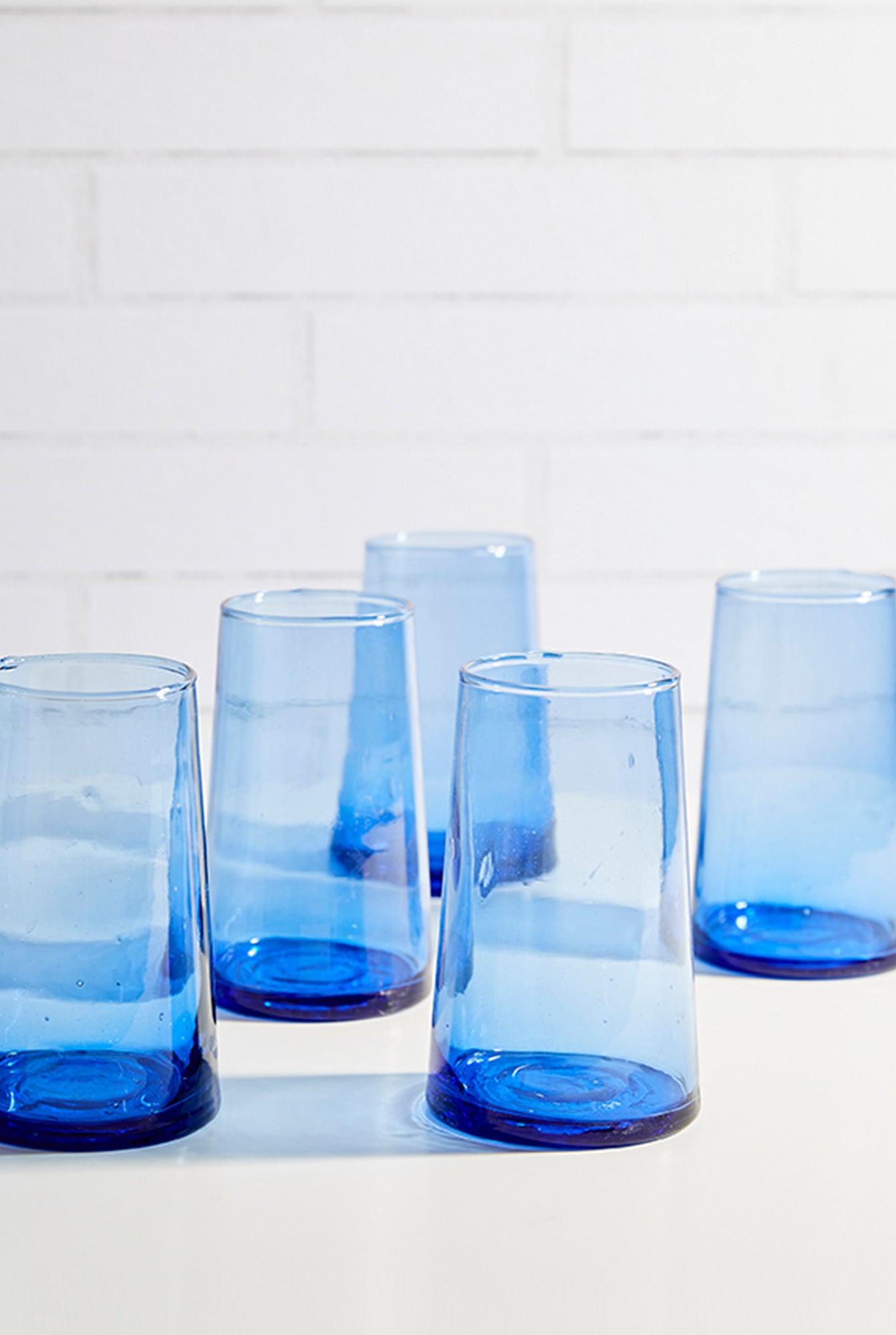 Set Of Moroccan Tall Cone Glass Blue