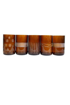 Amber Upcycle set of 5 glasses