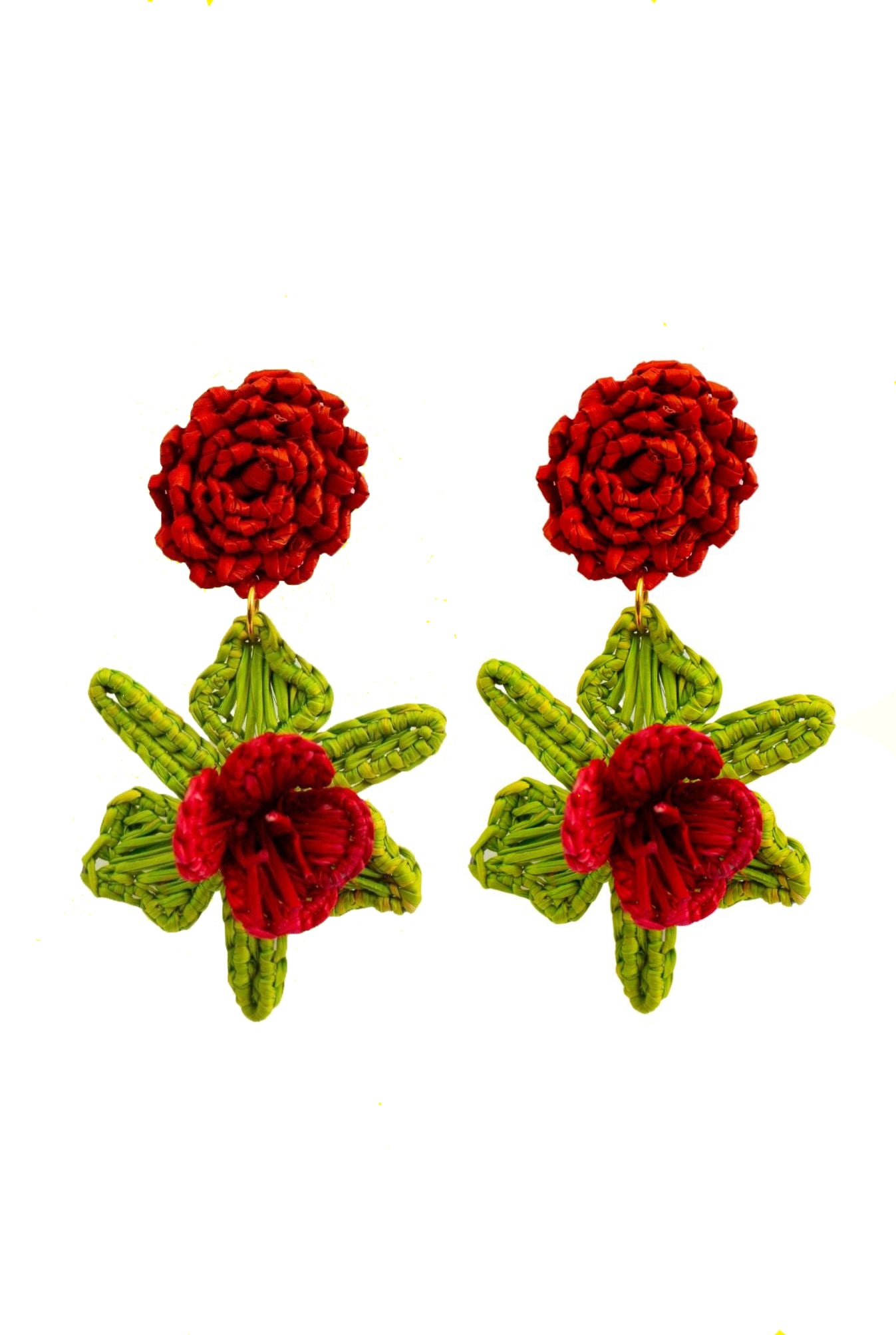 EVE'S RED FLOWER DROP EARRINGS – NYMPHAEA | Shop floral inspired jewelry on  any color you like
