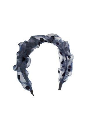 Lacey Polka Dot Headband - Navy