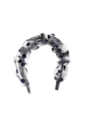 Lacey Polka Dot Headband - Black