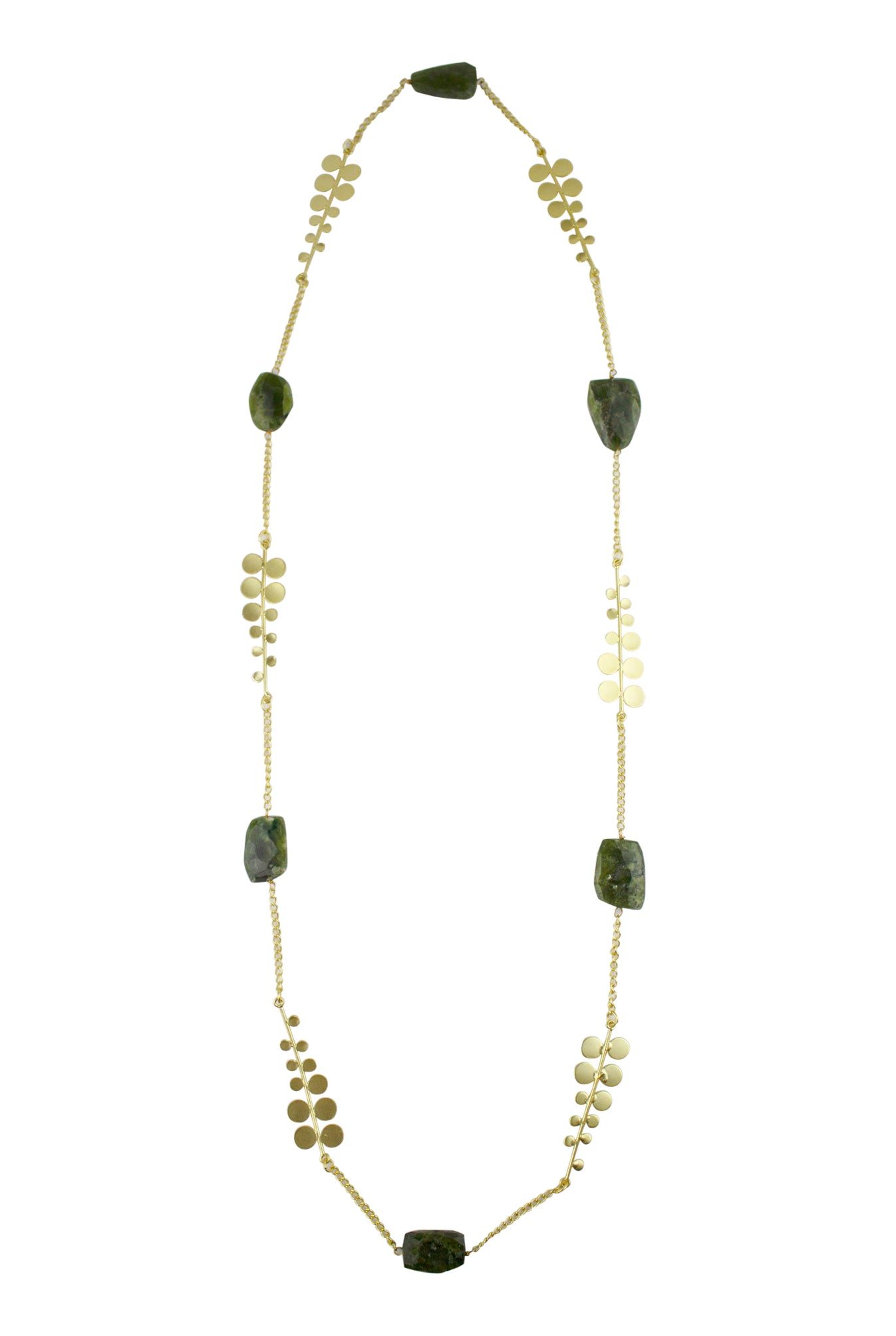 Gold and Emerald Brass Necklace