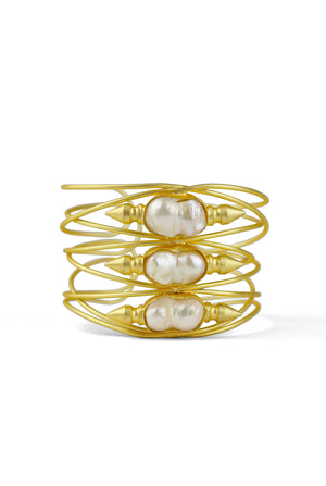 Cuff Bangle With Pearl Accent