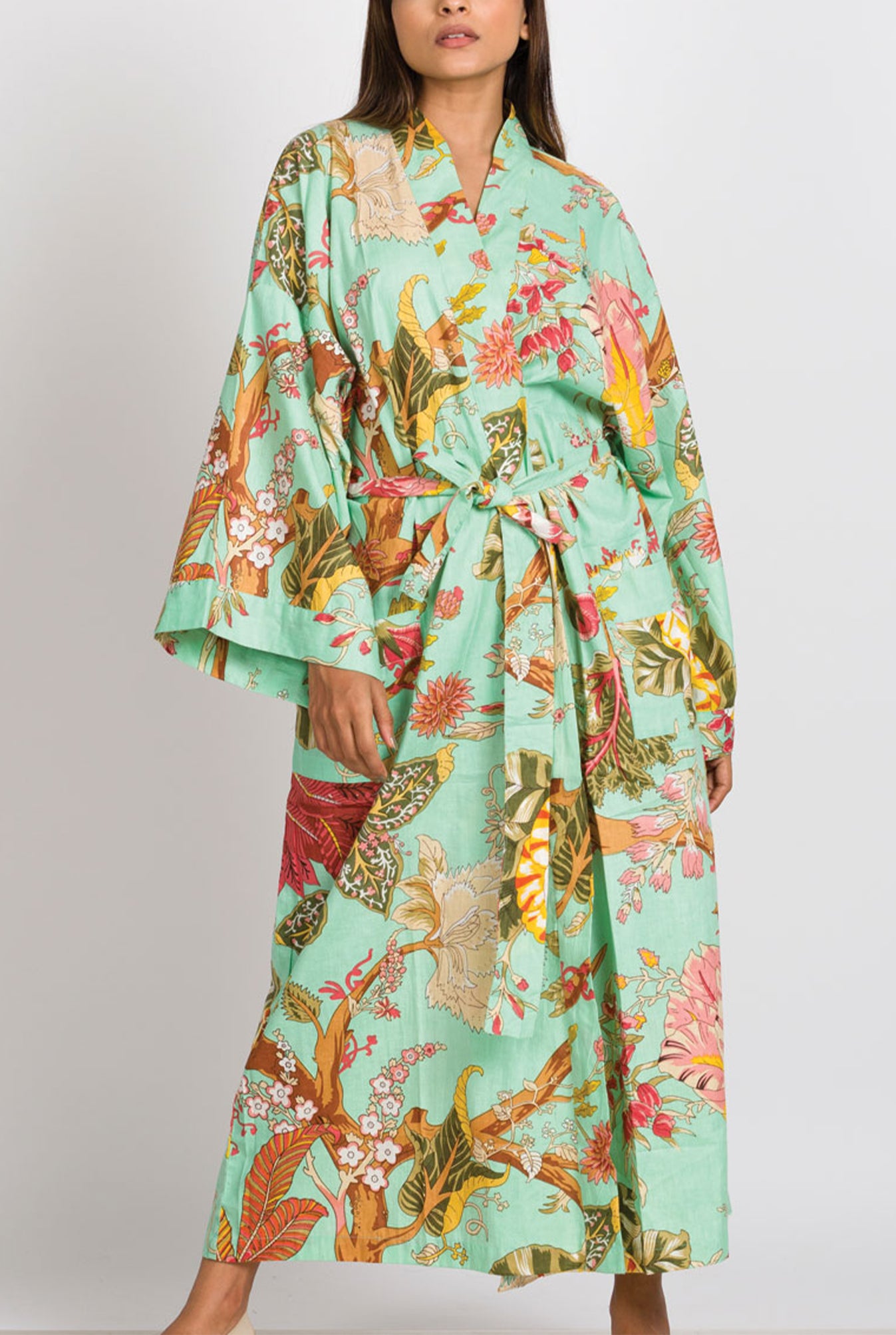Long Kimono Robe Sea Green