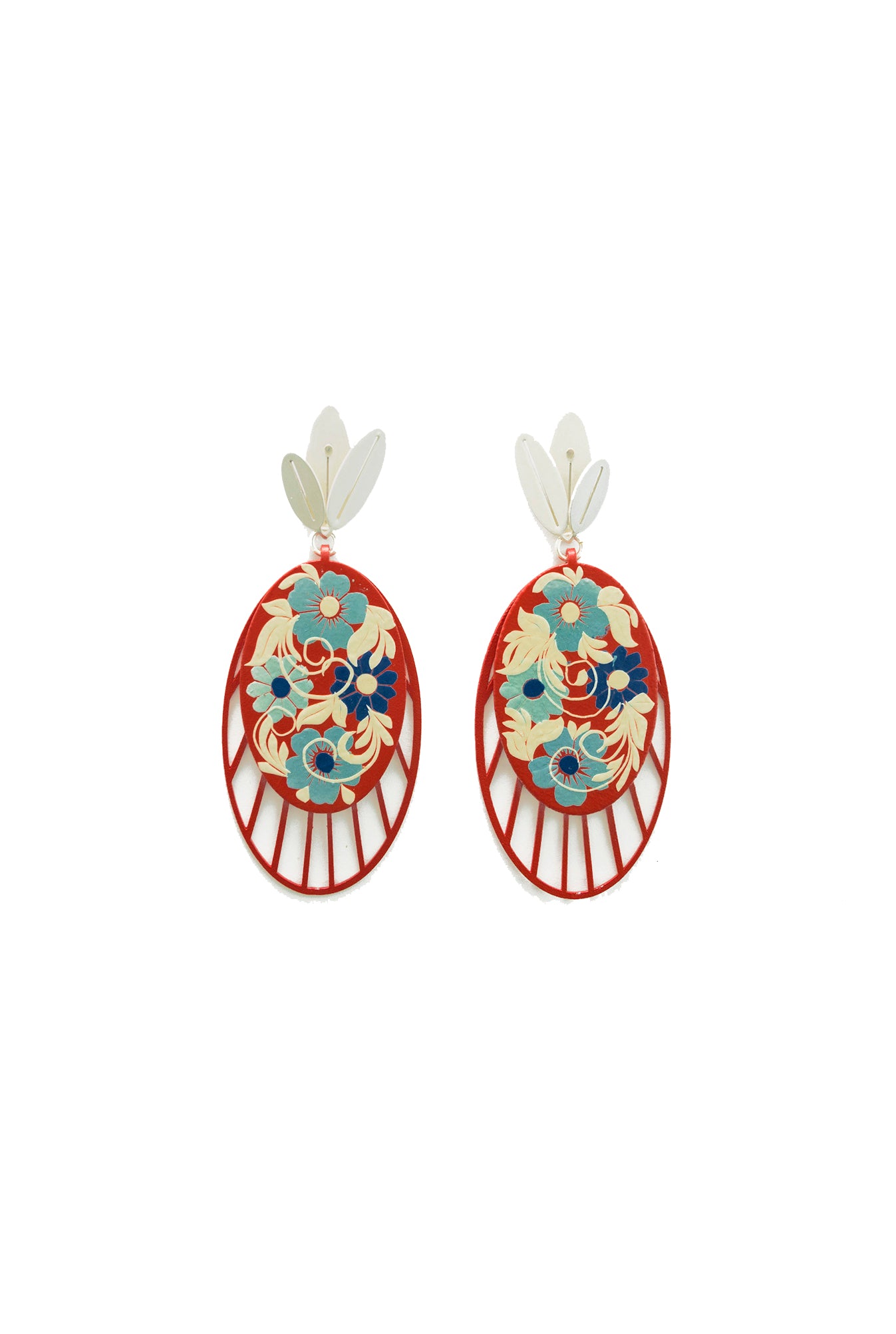 Red Penaho Flower Earrings