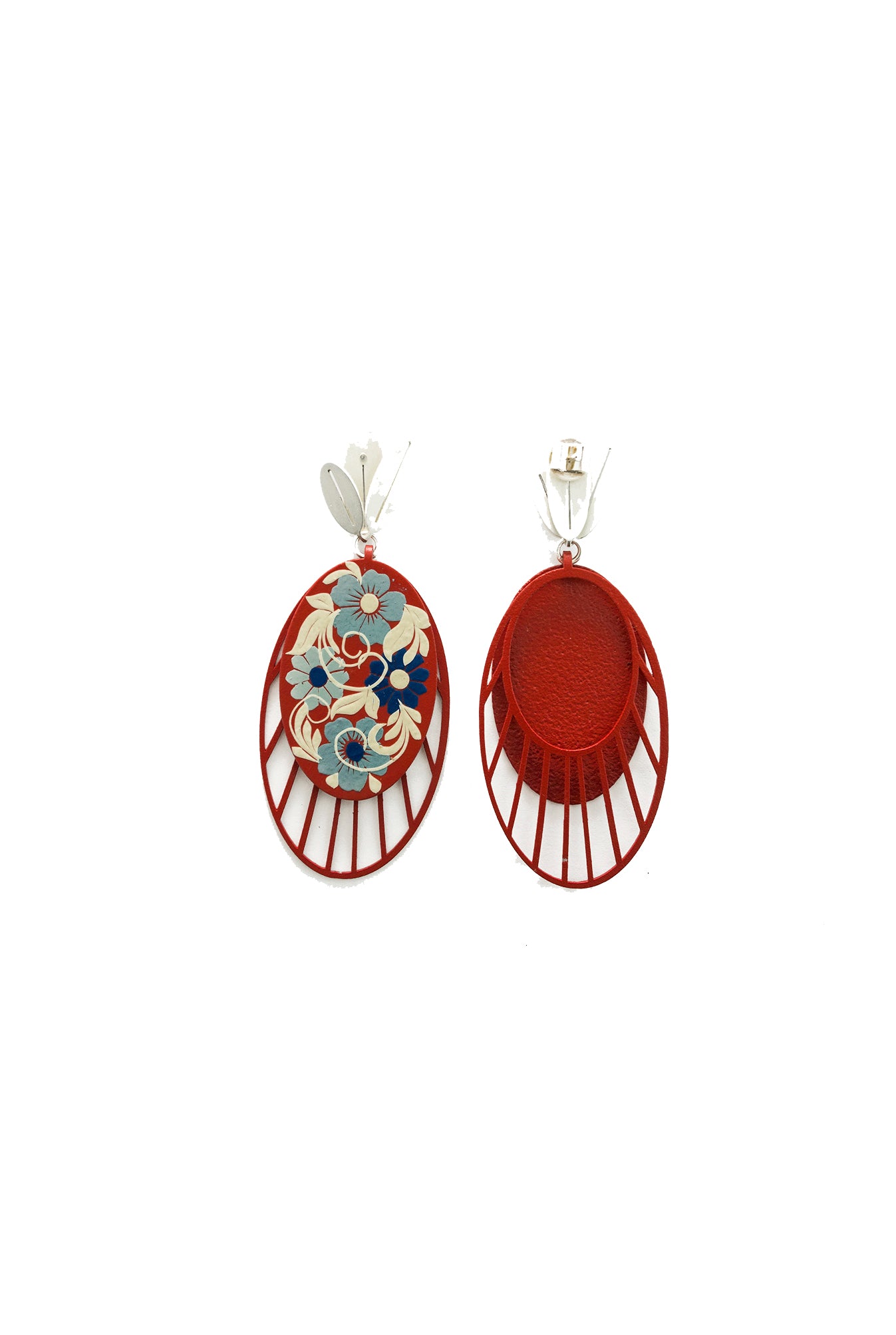 Red Penaho Flower Earrings