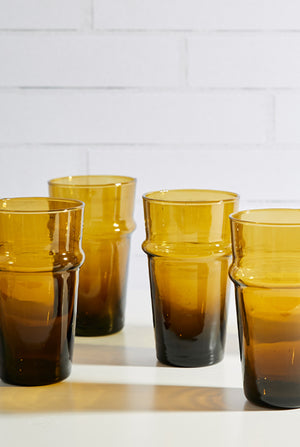 Set Of Moroccan Beldi Glass Amber