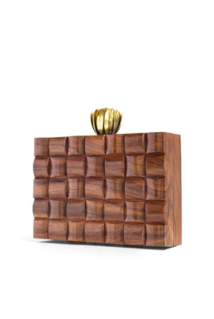 Carved Checkered Clutch Bag