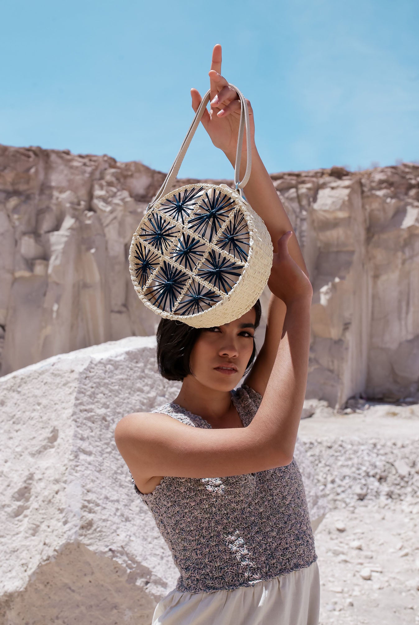 Cira Toquilla Straw Bag Blue
