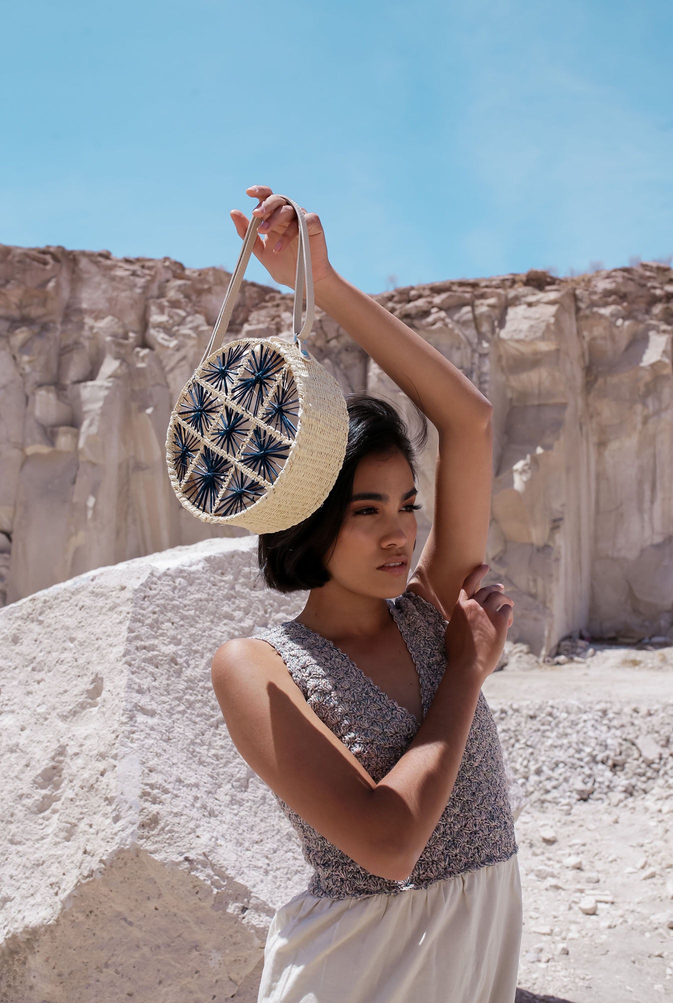 Cira Toquilla Straw Bag Blue
