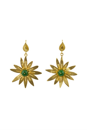 Green Jade Flower Earrings