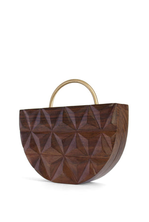 Prism Carved Wood Box Bag