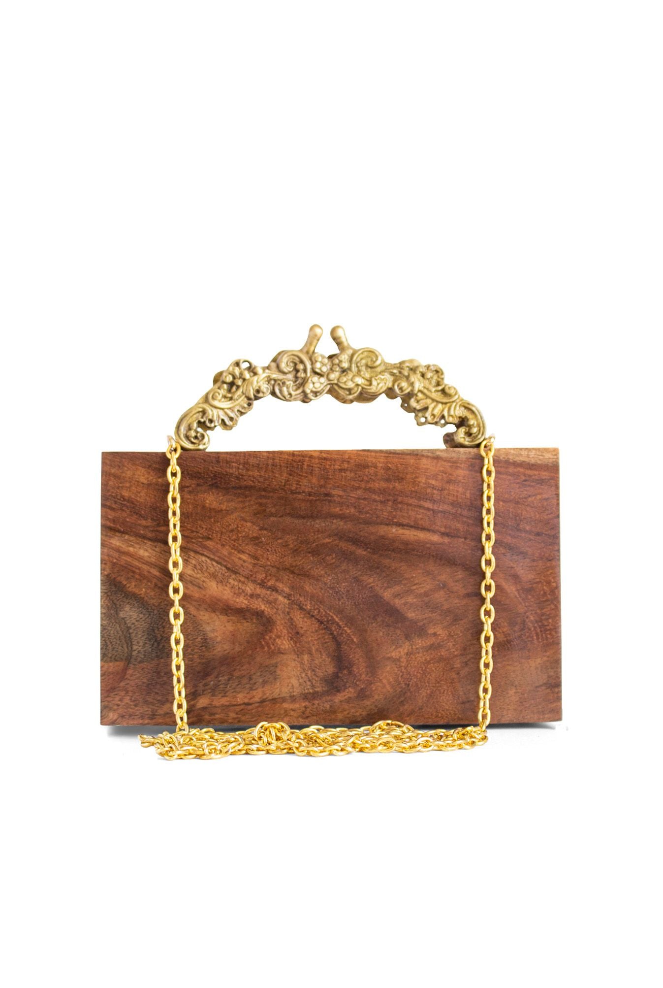 Box Bag with Gold Engraved Handle