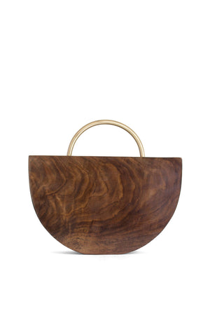 Gold Handle Carved Wood Bag