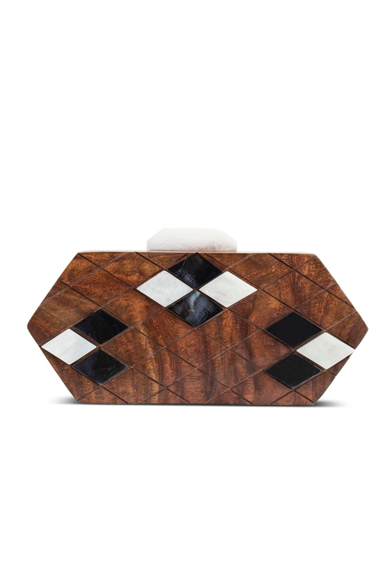 Modern Hexagon Wood Clutch
