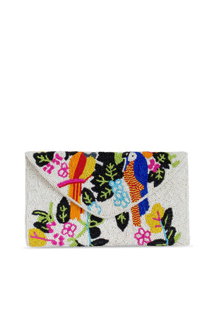 Colorful Macaw Beaded Clutch