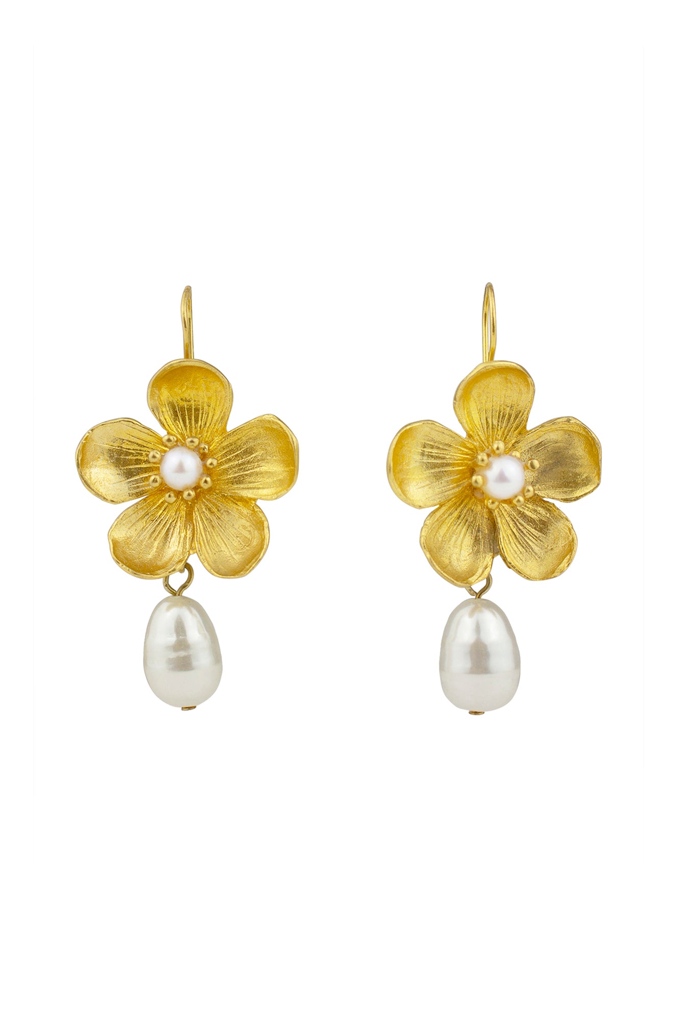 Freshwater Pearl Drop Floral Earrings