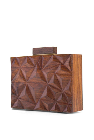 Prism Carved Wood Box Bag
