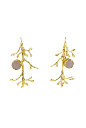 Rose Quartz Branch Earrings