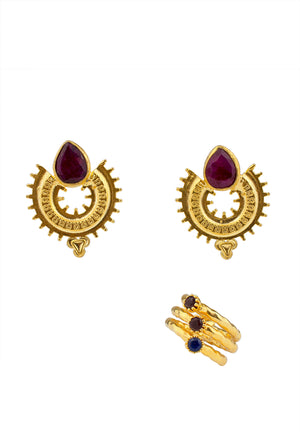 Ruby Earrings & Ring Set